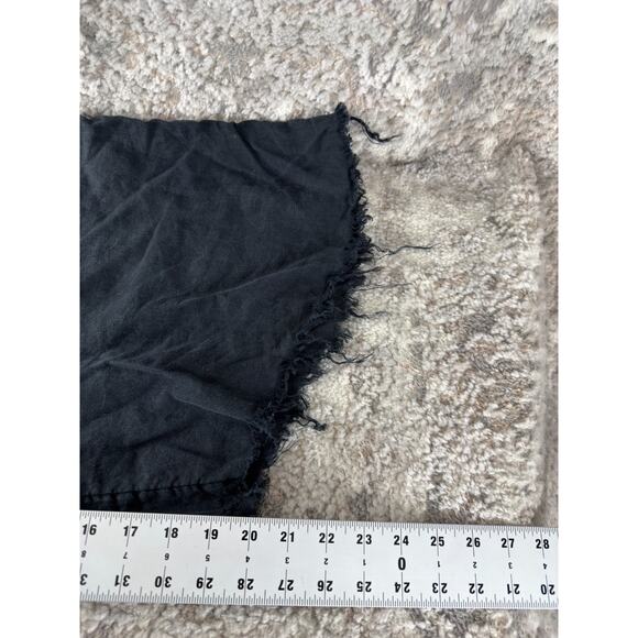 Sigrid Olsen Sz L Distressed Ankle Linen Wide Leg Pants Black Elastic Waist - Picture 5 of 9